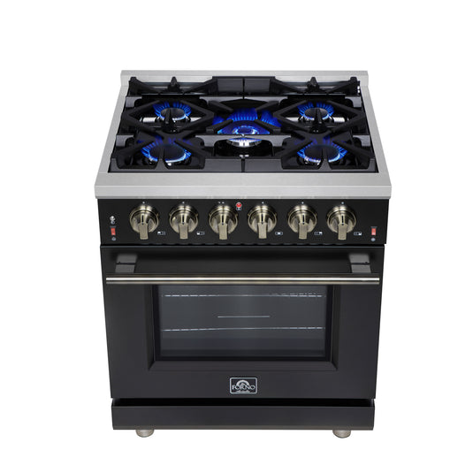 Forno Massimo 30-Inch, Black Freestanding Gas Range with 5 Burners - FFSGS6239-30BLK