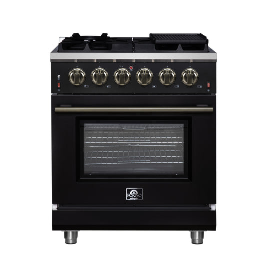 Forno Massimo 30-Inch, Black Freestanding Gas Range with 5 Burners - FFSGS6239-30BLK