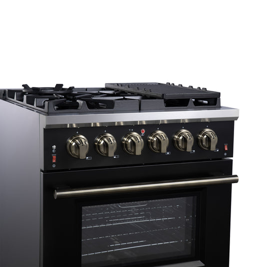 Forno Massimo 30-Inch, Black Freestanding Gas Range with 5 Burners - FFSGS6239-30BLK