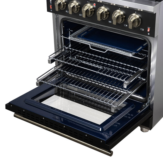 Forno Massimo 30-Inch, Black Freestanding Gas Range with 5 Burners - FFSGS6239-30BLK