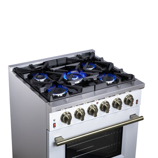Forno Massimo 30-Inch, White Freestanding Gas Range with 5 Burners - FFSGS6239-30WHT