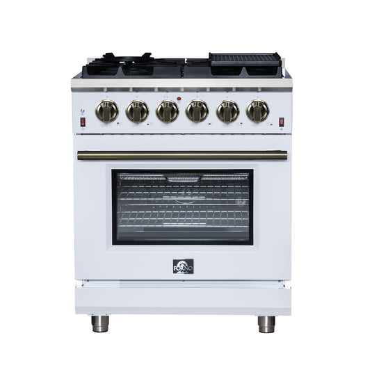Forno Massimo 30-Inch, White Freestanding Gas Range with 5 Burners - FFSGS6239-30WHT