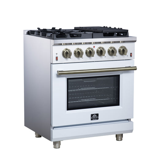 Forno Massimo 30-Inch, White Freestanding Gas Range with 5 Burners - FFSGS6239-30WHT