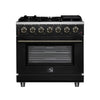 Forno Massimo 36-Inch, Black Freestanding Gas Range with 6 Sealed Burners - FFSGS6239-36BLK