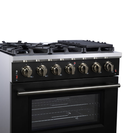 Forno Massimo 36-Inch, Black Freestanding Gas Range with 6 Sealed Burners - FFSGS6239-36BLK
