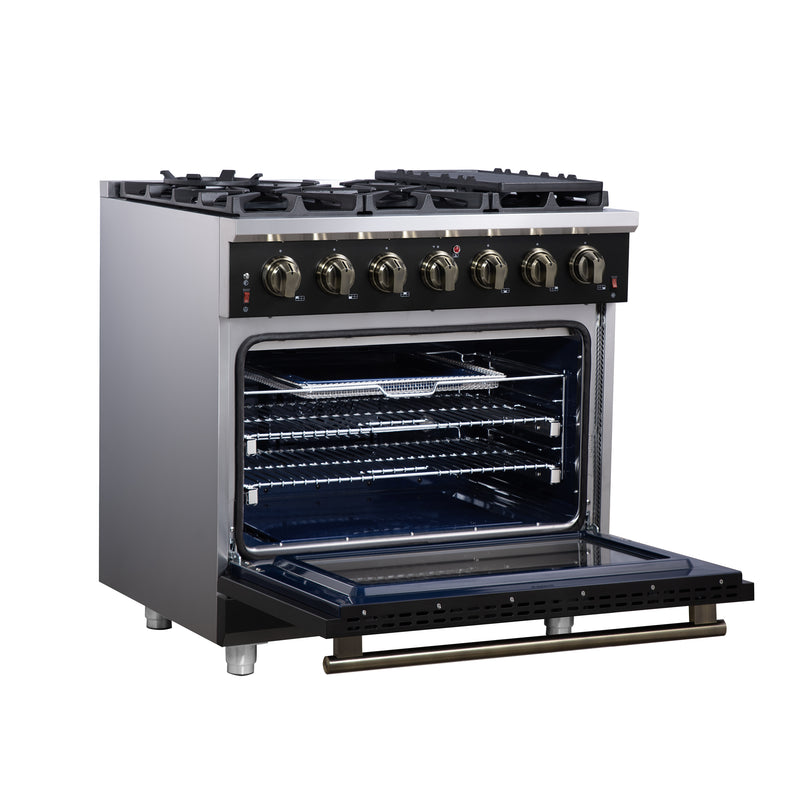 Load image into Gallery viewer, Forno Massimo 36-Inch, Black Freestanding Gas Range with 6 Sealed Burners - FFSGS6239-36BLK
