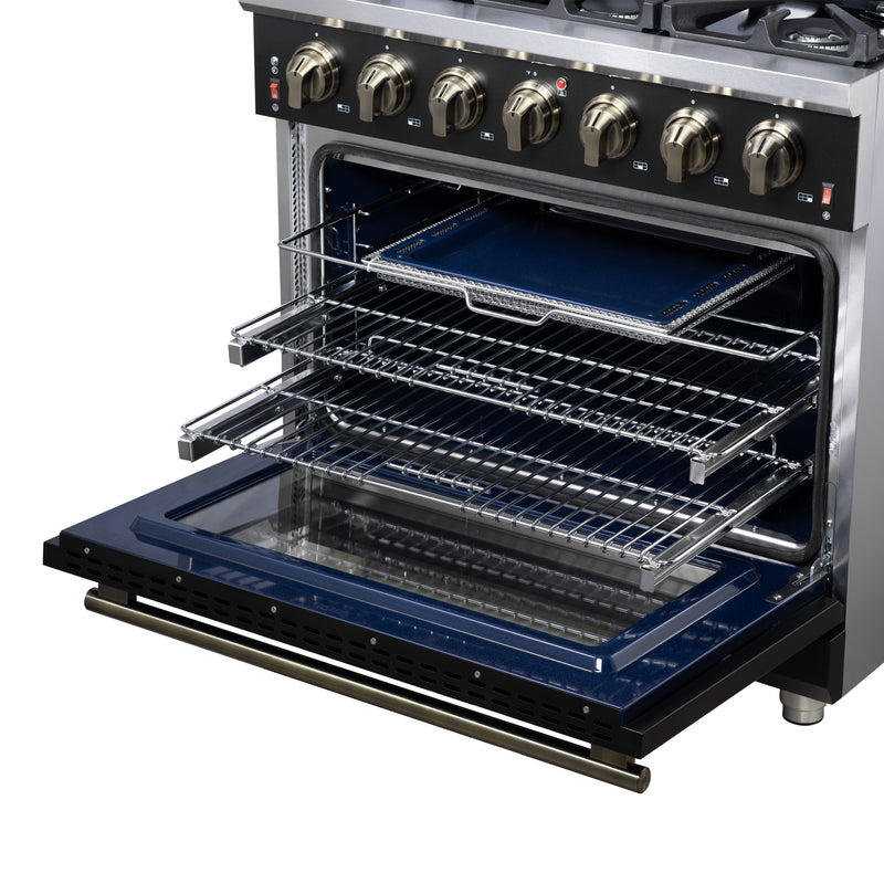 Load image into Gallery viewer, Forno Massimo 36-Inch, Black Freestanding Gas Range with 6 Sealed Burners - FFSGS6239-36BLK

