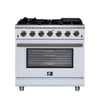 Forno Massimo 36-Inch, White Freestanding Gas Range with 6 Sealed Burners - FFSGS6239-36WHT