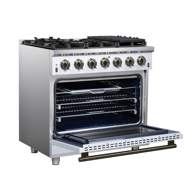 Load image into Gallery viewer, Forno Massimo 36-Inch, White Freestanding Gas Range with 6 Sealed Burners - FFSGS6239-36WHT
