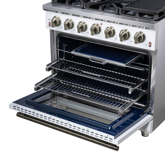 Forno Massimo 36-Inch, White Freestanding Gas Range with 6 Sealed Burners - FFSGS6239-36WHT