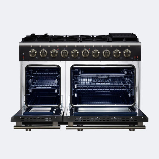 Forno Massimo 48-Inch, Black Freestanding Gas Range with 8 Burners - FFSGS6239-48BLK