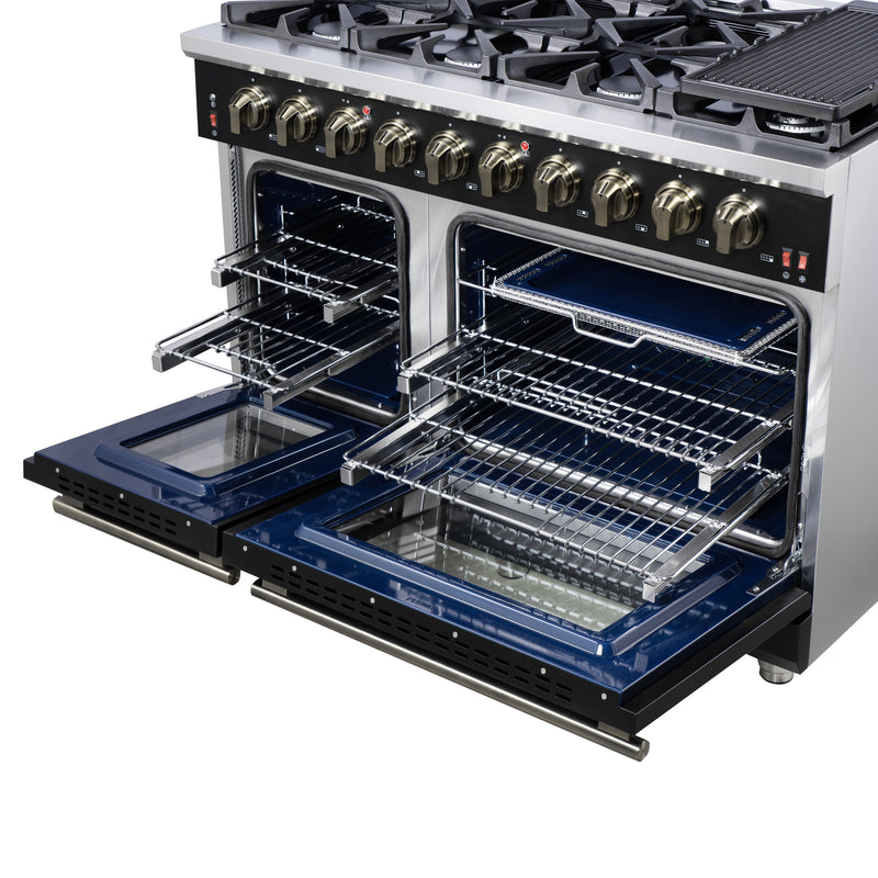 Load image into Gallery viewer, Forno Massimo 48-Inch, Black Freestanding Gas Range with 8 Burners - FFSGS6239-48BLK
