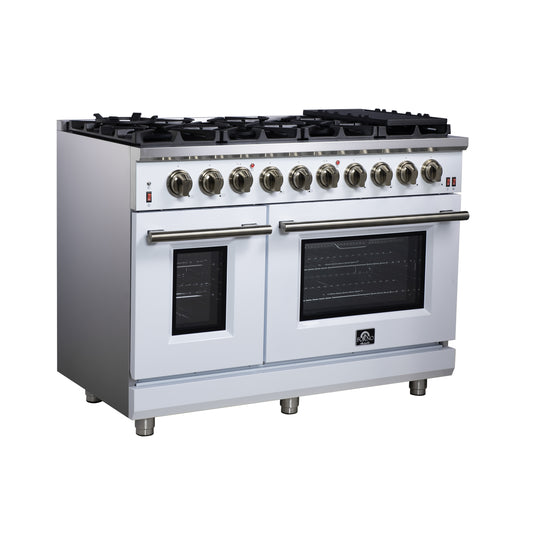 Forno Massimo 48-Inch, White Freestanding Gas Range with 8 Burners - FFSGS6239-48WHT
