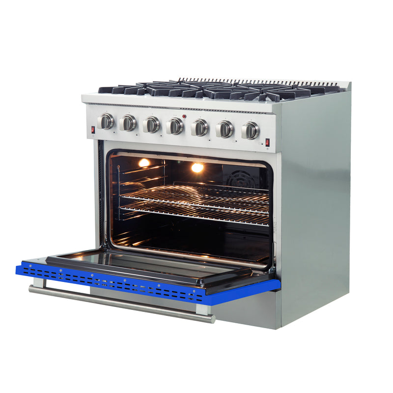 Load image into Gallery viewer, Forno Galiano 36-Inch, Blue Freestanding Gas Range with 6 Burners - FFSGS6244-36BLU
