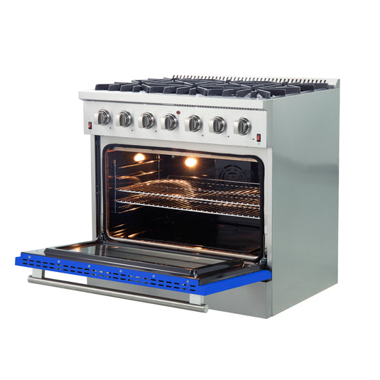 Forno Galiano 36-Inch, Blue Freestanding Gas Range with 6 Burners - FFSGS6244-36BLU