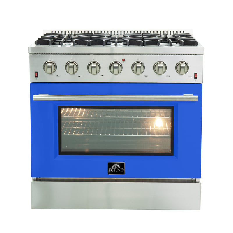 Load image into Gallery viewer, Forno Galiano 36-Inch, Blue Freestanding Gas Range with 6 Burners - FFSGS6244-36BLU
