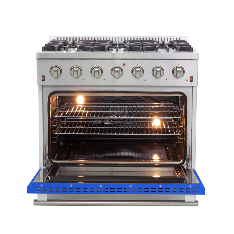 Load image into Gallery viewer, Forno Galiano 36-Inch, Blue Freestanding Gas Range with 6 Burners - FFSGS6244-36BLU
