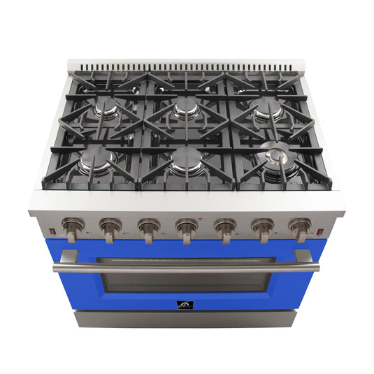 Forno Galiano 36-Inch, Blue Freestanding Gas Range with 6 Burners - FFSGS6244-36BLU