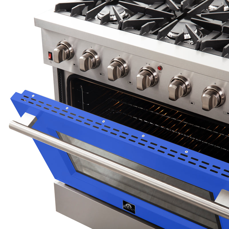 Load image into Gallery viewer, Forno Galiano 36-Inch, Blue Freestanding Gas Range with 6 Burners - FFSGS6244-36BLU
