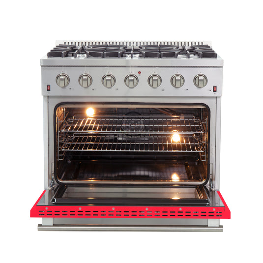 Forno Galiano 36-Inch, Red Freestanding Gas Range with 6 Burners - FFSGS6244-36RED