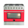Forno Galiano 36-Inch, Red Freestanding Gas Range with 6 Burners - FFSGS6244-36RED