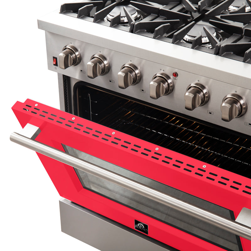 Load image into Gallery viewer, Forno Galiano 36-Inch, Red Freestanding Gas Range with 6 Burners - FFSGS6244-36RED
