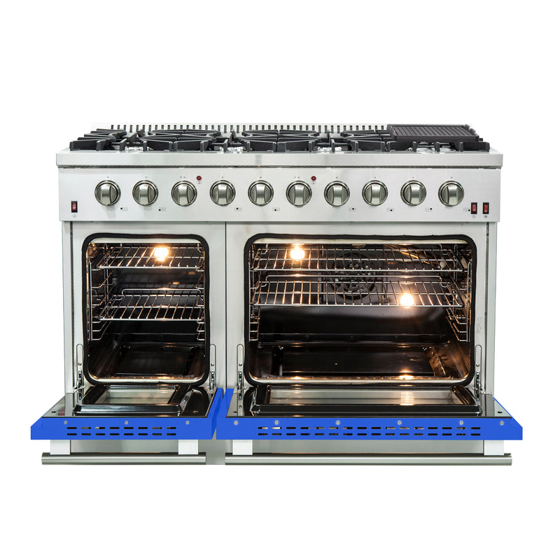 Load image into Gallery viewer, Forno Galiano 48-Inch, Blue Freestanding Gas Range with 8 Burners and Double Ovens &amp; Griddle - FFSGS6244-48BLU
