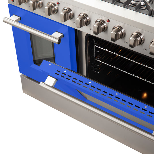 Forno Galiano 48-Inch, Blue Freestanding Gas Range with 8 Burners and Double Ovens & Griddle - FFSGS6244-48BLU