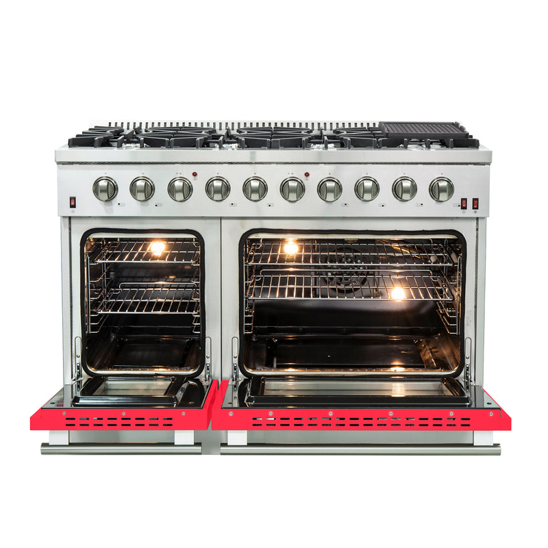Load image into Gallery viewer, Forno Galiano 48-Inch, Red Freestanding Gas Range with 8 Burners and Double Ovens &amp; Griddle - FFSGS6244-48RED
