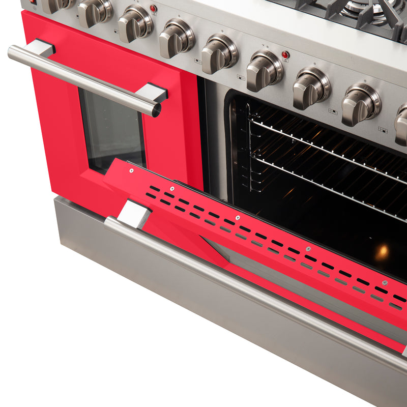 Load image into Gallery viewer, Forno Galiano 48-Inch, Red Freestanding Gas Range with 8 Burners and Double Ovens &amp; Griddle - FFSGS6244-48RED
