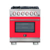 Forno Capriasca 30-Inch, Red Freestanding Gas Range with 4 Burners - FFSGS6260-30RED