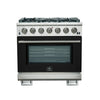 Forno Capriasca 36-Inch, Black Gas Range with 6 Brass Burners - FFSGS6260-36BLK