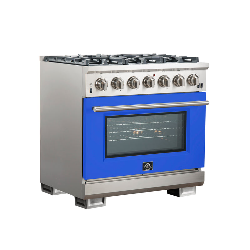 Load image into Gallery viewer, Forno Capriasca 36-Inch, Stainless Steel Gas Range with 6 Brass Burners - FFSGS6260-36BLU
