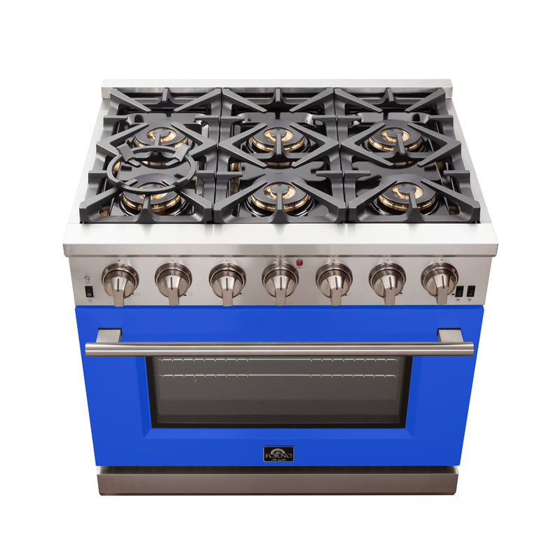 Load image into Gallery viewer, Forno Capriasca 36-Inch, Stainless Steel Gas Range with 6 Brass Burners - FFSGS6260-36BLU
