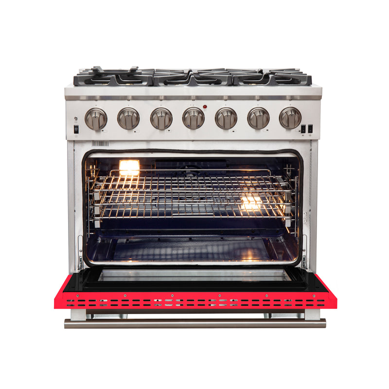 Load image into Gallery viewer, Forno Capriasca 36-Inch, Red Gas Range with 6 Brass Burners - FFSGS6260-36RED
