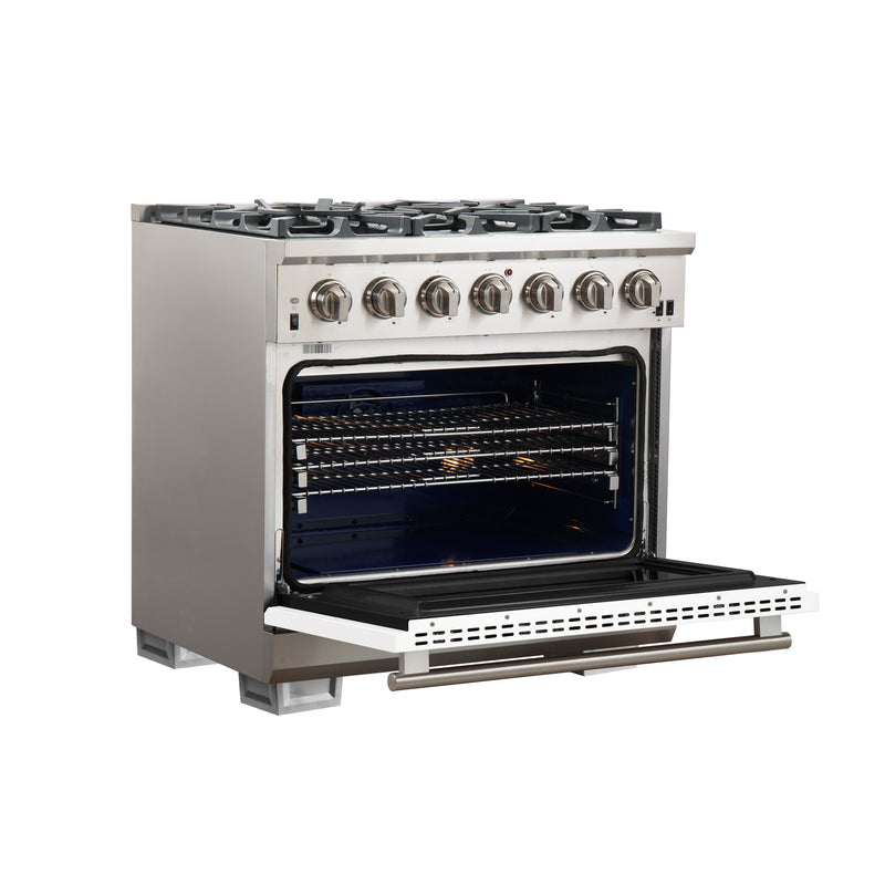 Load image into Gallery viewer, Forno Capriasca 36-Inch, White Gas Range with 6 Brass Burners - FFSGS6260-36WHT
