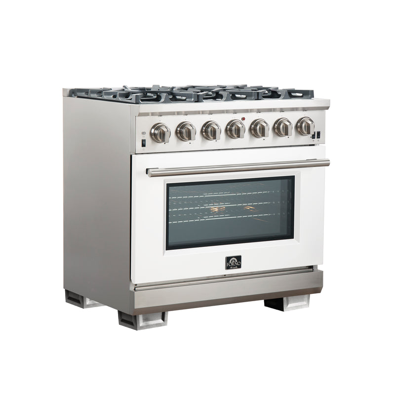 Load image into Gallery viewer, Forno Capriasca 36-Inch, White Gas Range with 6 Brass Burners - FFSGS6260-36WHT

