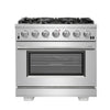 Forno Capriasca 36-Inch, Stainless Steel Gas Range with 6 Brass Burners - FFSGS6260-36