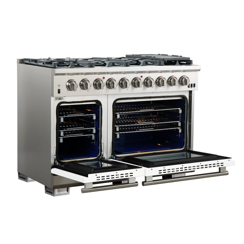 Load image into Gallery viewer, Forno Capriasca 48-inch, White Gas Range with 8 Brass Burners - FFSGS6260-48WHT
