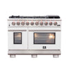 Forno Capriasca 48-inch, White Gas Range with 8 Brass Burners - FFSGS6260-48WHT