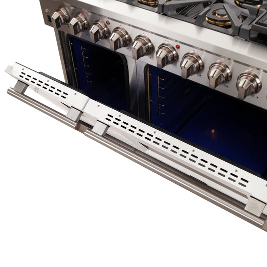 Forno Capriasca 48-inch, White Gas Range with 8 Brass Burners - FFSGS6260-48WHT