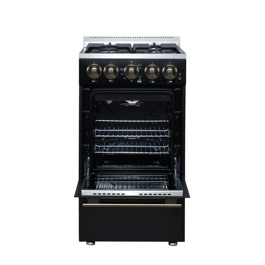 Forno Lamazze 20 Inch, Black Freestanding Gas Range - FFSGS6265-20BLK