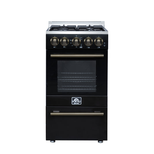 Forno Lamazze 20 Inch, Black Freestanding Gas Range - FFSGS6265-20BLK