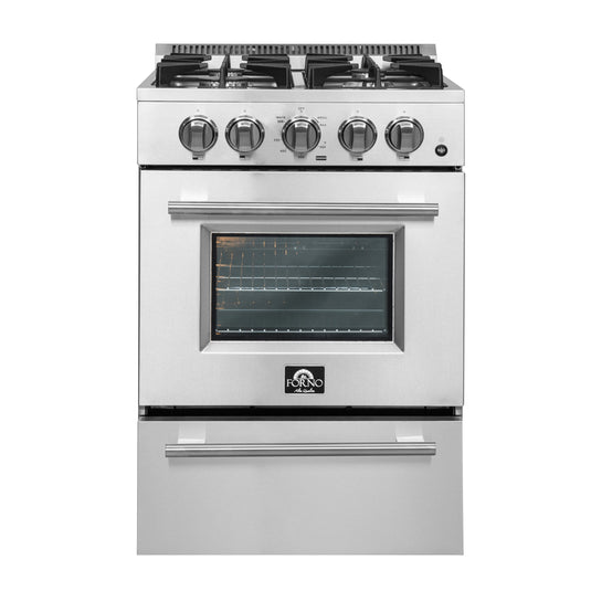 Forno Breno 24-Inch, Stainless Steel Freestanding Gas Range, Compact Design - FFSGS6272-24