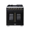 Forno Capriasca 30-Inch, Black Freestanding French Door Gas Range with 4 Burners - FFSGS6460-30BLK