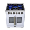 Forno Capriasca 30-Inch, White Freestanding French Door Gas Range with 4 Burners - FFSGS6460-30WHT