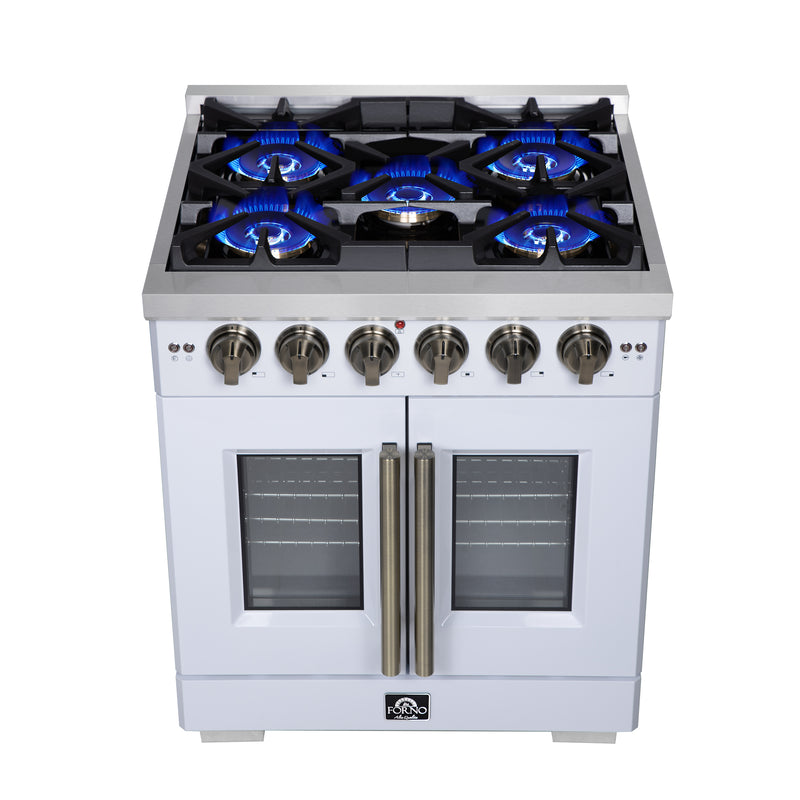 Load image into Gallery viewer, Forno Capriasca 30-Inch, White Freestanding French Door Gas Range with 4 Burners - FFSGS6460-30WHT

