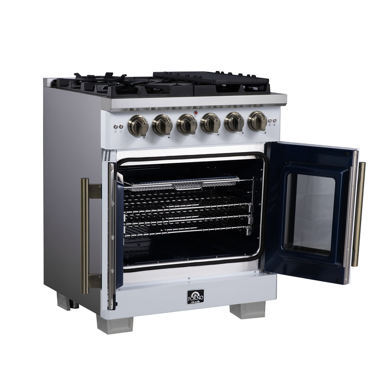 Load image into Gallery viewer, Forno Capriasca 30-Inch, White Freestanding French Door Gas Range with 4 Burners - FFSGS6460-30WHT
