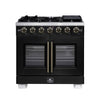 Forno Capriasca 36-Inch, Black Freestanding French Door Gas Range with 6 Burners - FFSGS6460-36BLK