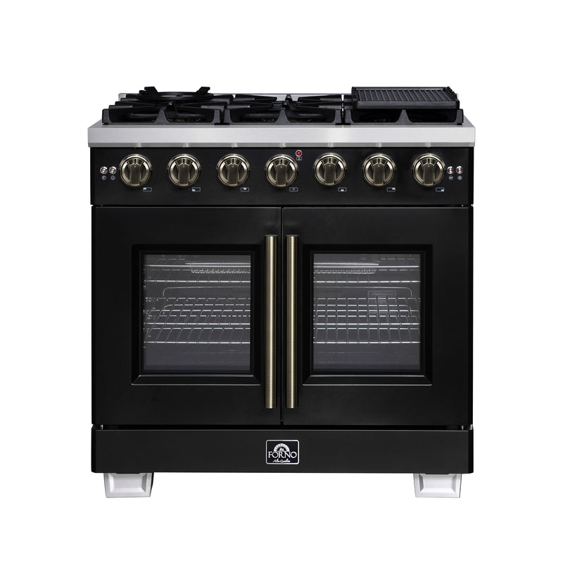 Load image into Gallery viewer, Forno Capriasca 36-Inch, Black Freestanding French Door Gas Range with 6 Burners - FFSGS6460-36BLK
